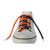 Navy Blue and Orange Shoelaces in a white sneaker