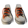 a pair of braided custom dyed black and orange shoelaces
