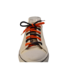 black and orange braided shoelace tied