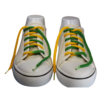 a pair of untied braided custom made green and gold shoelaces