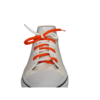 Orange and White braided shoelace in a white sneaker